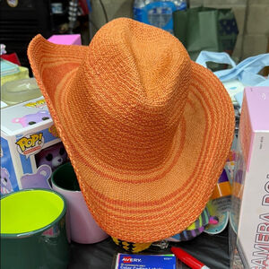 Universal Thread Vibrant Orange Women's Straw Cowboy Hat NWT